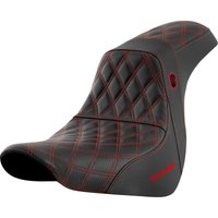 Image of SC81829RED - Saddlemen Pro Series SDC Performance Black Gripper Lumbar Grip Seat For Harley Davidson FLSB 1750 2018-2021 - Black/Red