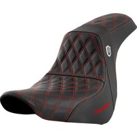 SC81829RED - Saddlemen Pro Series SDC Performance Black Gripper Lumbar Grip Seat For Harley Davidson FLSB 1750 2018-2021 - Black/Red