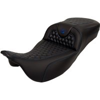 Image of 808-07B-19001 - Saddlemen Honeycomb Roadsofa Seat For Harley Davidson FLH 1868 2021 - Black/Blue (Driver Seat Length: 44.5 cm)