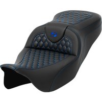 Image of 808-07B-18901 - Saddlemen Honeycomb Roadsofa Seat For Harley Davidson FLH 1868 2021 - Black/Blue (Driver Seat Length: 39.5 cm)