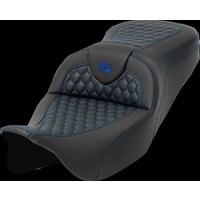 808-07B-18901 - Saddlemen Honeycomb Roadsofa Seat For Harley Davidson FLH 1868 2021 - Black/Blue (Driver Seat Length: 39.5 cm)