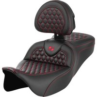 Image of 808-07B-189B4 - Saddlemen Honeycomb Roadsofa Seat With Backrest For Harley Davidson FLH 1868 2021 - Black/Red (Driver Seat Length: 39.5 cm)