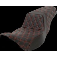 Image of 808-07E-17504 - Saddlemen Lattice Stitch Step Up Seat For Harley Davidson FLHR 1584 2008 - Black/Red (Driver Seat Length: 40.5 cm)