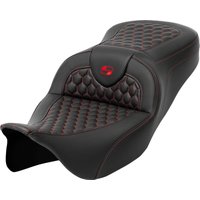Image of 808-07B-18904 - Saddlemen Honeycomb Roadsofa Seat For Harley Davidson FLH 1868 2021 - Black/Red (Driver Seat Length: 39.5 cm)