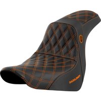 Image of SC81829ORA - Saddlemen Pro Series SDC Performance Black Gripper Lumbar Grip Seat For Harley Davidson FLSB 1750 2018-2021 - Black/Orange