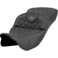 Image of 808-07B-18402 - Saddlemen Roadsofa Extended Reach Perforated Seat For Harley Davidson FLH 1868 2021 - Black/Grey