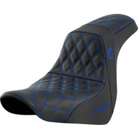 Image of SC81829BLU - Saddlemen Pro Series SDC Performance Black Gripper Lumbar Grip Seat For Harley Davidson FLSB 1750 2018-2021 - Black/Blue