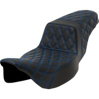 Image of 808-07E-17501 - Saddlemen Lattice Stitch Step Up Seat For Harley Davidson FLHR 1584 2008 - Black/Blue (Driver Seat Length: 40.5 cm)
