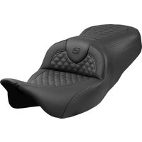 Image of 808-07B-20800 - Saddlemen Dragon Scale Stitch Roadsofa Seat For Harley Davidson FLH 1868 2021 - Black (Driver Seat Length:39.5 cm)