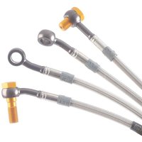 Image of MCH433H1 - TRW Ready-To-Install Braided Brake Hose Kit For Aprilia ETV 1000 2001-2003 Rear - Titanium