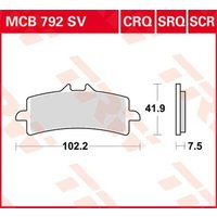 Image of MCB792SCR - TRW SCR Series Sintered Race Brake Pads For Ducati 1098 2007-2008 Rear