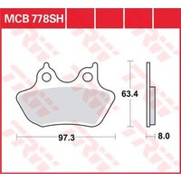 Image of MCB778SH - TRW SH Series Sintered Rear Brake Pads For Harley Davidson FLHR 1450 2000-2003 Rear