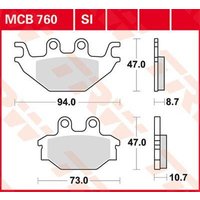 Image of MCB760 - TRW All Round Sintered Metal Brake Pads For Yamaha MT-125 2014-2016 Rear
