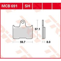 Image of MCB691SH - TRW SH Series Sintered Rear Brake Pads For Honda CB 1300 Rear