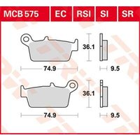 Image of MCB575EC - TRW EC Series Ceramic Brake Pads For Honda CR125 1988-2001 Rear
