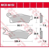 Image of MCB861SI - TRW SI Series Sintered Brake Pads For Can Am DS 650 2X4 2007 Rear