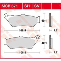 Image of MCB671SH - TRW SH Series Sintered Rear Brake Pads For Moto Guzzi Audace 1400 2016-2017 Rear