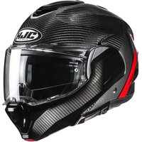 Image of HJC F100 Carbon Stan Red MC1 Motorcycle Helmet