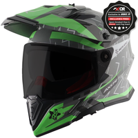 Image of Axor X-Cross Adventure Helmet - Flash Cool Grey/Green Gloss