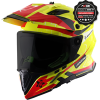 Image of Axor X-Cross Adventure Helmet - Flash Neon Yellow/Red Gloss