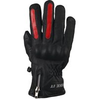 Image of Bike It AMP Road Leather Motorcycle Gloves Black/Red