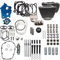 Image of 310-1225C - S&S Cycle 129" Power Package For Harley Davidson FLDE 1750 ABS 2018-2020 - Highlighted Fins/Wrinkle Black