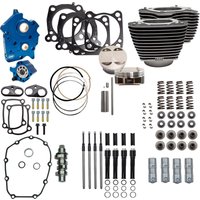 Image of 310-1056C - S&S Cycle 124" Power Package For Harley Davidson FLDE 1750 ABS 2018-2020 - Highlighted Fins/Wrinkle Black