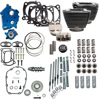 Image of 310-1238C - S&S Cycle 132" Power Package For Harley Davidson FLDE 1750 ABS 2018-2020 - Black Granite/Highlighted Fins