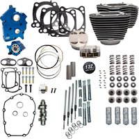 Image of 310-1231C - S&S Cycle 132" Power Package For Harley Davidson FLDE 1750 ABS 2018-2020 - Highlighted Fins/Wrinkle Black