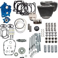 Image of 310-1232C - S&S Cycle 132" Power Package For Harley Davidson FLDE 1750 ABS 2018-2020 - Highlighted Fins/Wrinkle Black