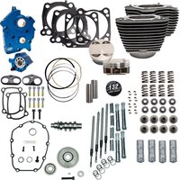 Image of 310-1230C - S&S Cycle 132" Power Package For Harley Davidson FLHTCUTG 1750 2017-2018 - Highlighted Fins/Wrinkle Black