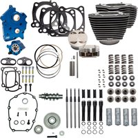Image of 310-1058C - S&S Cycle 124" Power Package For Harley Davidson FLDE 1750 ABS 2018-2020 - Black/Highlighted Fins