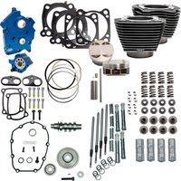 Image of 310-1108C - S&S Cycle 128" Power Package For Harley Davidson FLHFB 1868 ABS 2023 - Black Granite/Highlighted Fins