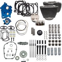 Image of 310-1227C - S&S Cycle 129" Power Package For Harley Davidson FLDE 1750 ABS 2018-2020 - Highlighted Fins/Wrinkle Black
