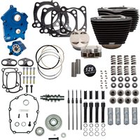 Image of 310-1228C - S&S Cycle 129" Power Package For Harley Davidson FLDE 1750 ABS 2018-2020 - Non-Highlighted Fins/Wrinkle Black