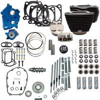 Image of 310-1234C - S&S Cycle 132" Power Package For Harley Davidson FLDE 1750 ABS 2018-2020 - Non-Highlighted Fins/Wrinkle Black
