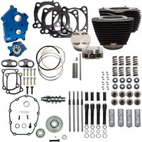 Image of 310-1059C - S&S Cycle 124" Power Package For Harley Davidson FLDE 1750 ABS 2018-2020 - Black Granite/Highlighted Fins