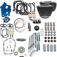 Image of 310-1224C - S&S Cycle 129" Power Package For Harley Davidson FLDE 1750 ABS 2018-2020 - Highlighted Fins/Wrinkle Black