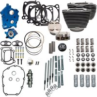 Image of 310-1229C - S&S Cycle 132" Power Package For Harley Davidson FLHTCUTG 1750 2017-2018 - Highlighted Fins/Wrinkle Black