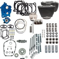 Image of 310-1053C - S&S Cycle 124" Power Package For Harley Davidson FLDE 1750 ABS 2018-2020 - Black/Non-Highlighted Fins