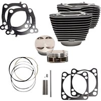 Image of 910-0684A - S&S Cycle Cylinder Kit For Harley Davidson FLDE 1750 ABS 2018-2020 - Highlighted Fins/Wrinkle Black