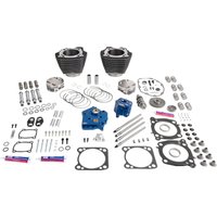 Image of 310-1396 - S&S Cycle 129" Power Package Engine Performance Kit For Harley Davidson FLDE 1750 ABS 2018-2020 - Black/Highlighted Fins