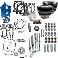Image of 310-1236C - S&S Cycle 132" Power Package For Harley Davidson FLHTCUTG 1750 2017-2018 - Black Granite/Highlighted Fins