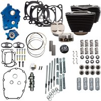 Image of 310-1233C - S&S Cycle 132" Power Package For Harley Davidson FLDE 1750 ABS 2018-2020 - Non-Highlighted Fins/Wrinkle Black