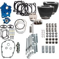 Image of 310-1107C - S&S Cycle 128" Power Package For Harley Davidson FLHFB 1868 ABS 2023 - Black Granite/Highlighted Fins