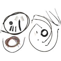 LA-8052KT2-16M - LA Choppers Complete Midnight Braided Handlebar Cable/Brake Hose Kit For Harley Davidson FLHR 1690 ABS 2014-2015 38 cm - 43 cm (15" - 17") - Black/Clear-Coated