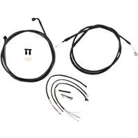 LA-8153KT2-13M - LA Choppers Complete Midnight Braided Handlebar Cable/Brake Hose Kit Non-ABS For Harley Davidson FLDE 1750 ABS 2018-2020 30.5 cm - 35.5 cm (12" - 14") - Black/Clear-Coated