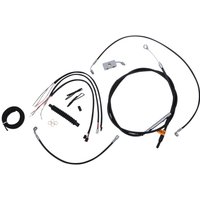 LA-8152KT2-16B - LA Choppers Complete Alternate Length Black Vinyl Braided Handlebar Cable/Brake Hose Kit For Harley Davidson FLDE 1750 ABS 2018-2020 38 cm - 43 cm (15" - 17") - Black/Clear-Coated