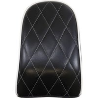 Image of LYB-007PDMWTP - LE Pera Bare Bones Series Pillion Pad For Harley Davidson FLFB 1750 ABS 2018-2020 9x6.5-7" White Piping Diamond Stitch - Black