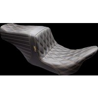Image of LKU-587DD-CHET - LE Pera Tailwhip Up Front Seat For Harley Davidson FLH 1868 ABS 2021 Chestnut Double Diamond Stitch - Black